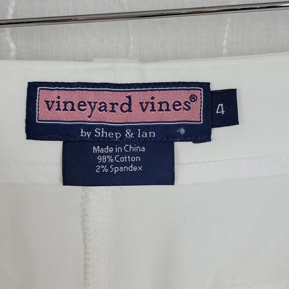 Vineyard Vines Shorts Womens 4 White Tab Hem Sailing Nautical Preppy - Picture 2 of 12